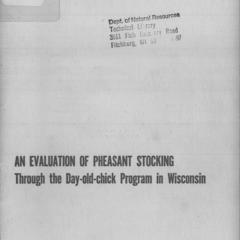 An evaluation of pheasant stocking through the day-old-chick program in Wisconsin