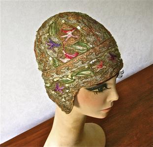 Cloche style hat with sequins