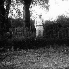Aldo tending tamarack seedlings, near the Shack, ca. 1946