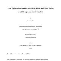 Light Olefin Oligomerization into Higher Linear and Alpha Olefins over Heterogeneous Cobalt Catalysts