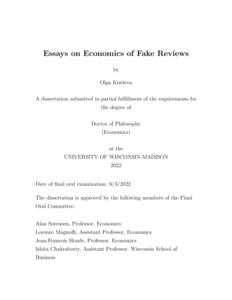Essays on Economics of Fake Reviews