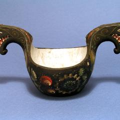 Object 1 titled Ale bowl with dragon head handles