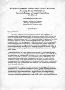 A groundwater model for the central sands of Wisconsin : assessing the environmental and economic impacts of irrigated agriculture