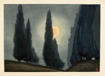 Cypress Trees in Moonlight