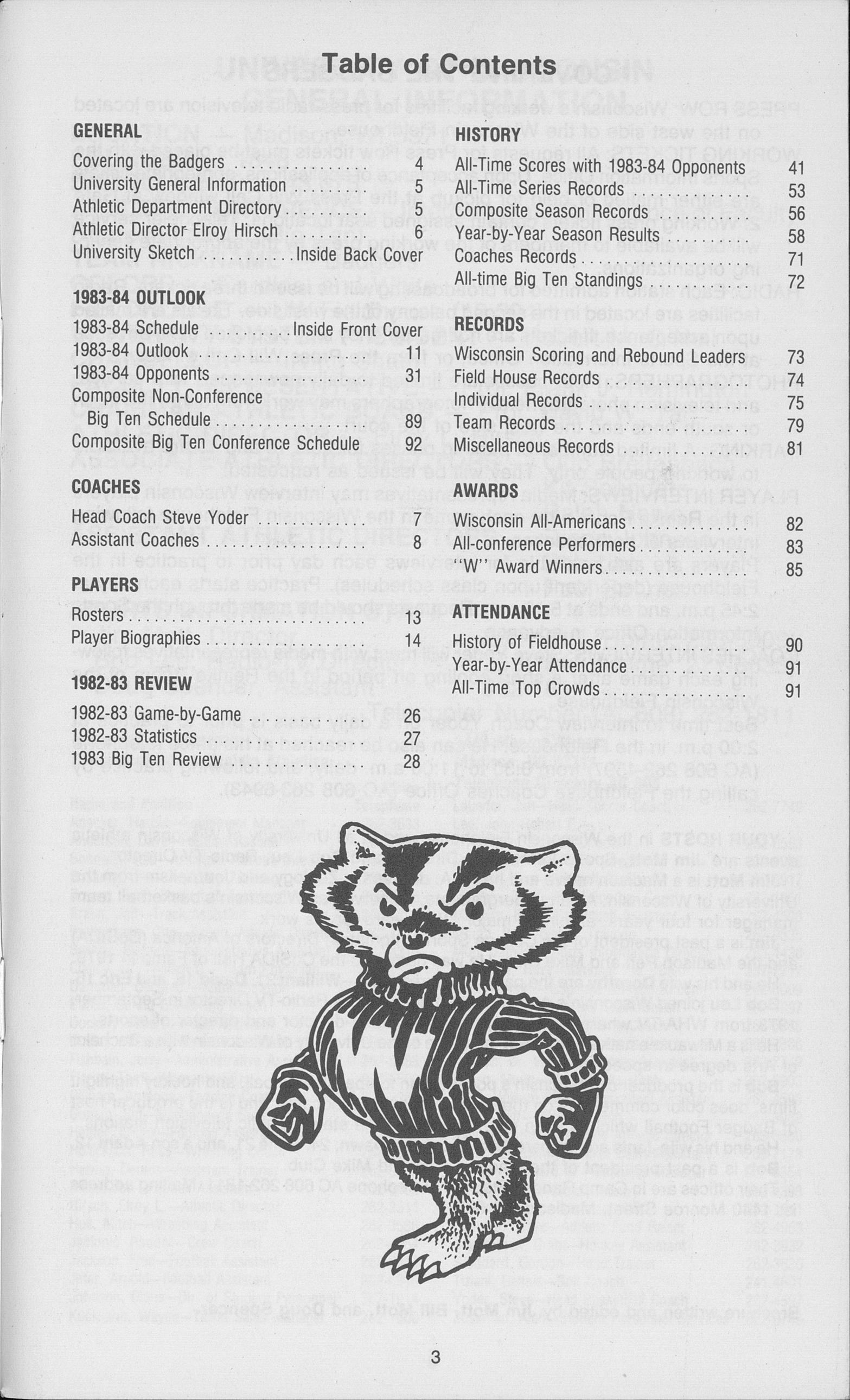 Wisconsin [men's] basketball 1983-84 1983 - Full view - UWDC - UW ...