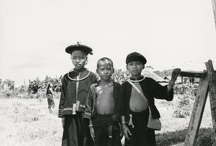 Three Akha boys attend school dedication in Houa Khong Province