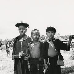 Three Akha boys attend school dedication in Houa Khong Province