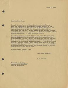 Letter to President Sieg from C.A. Dykstra