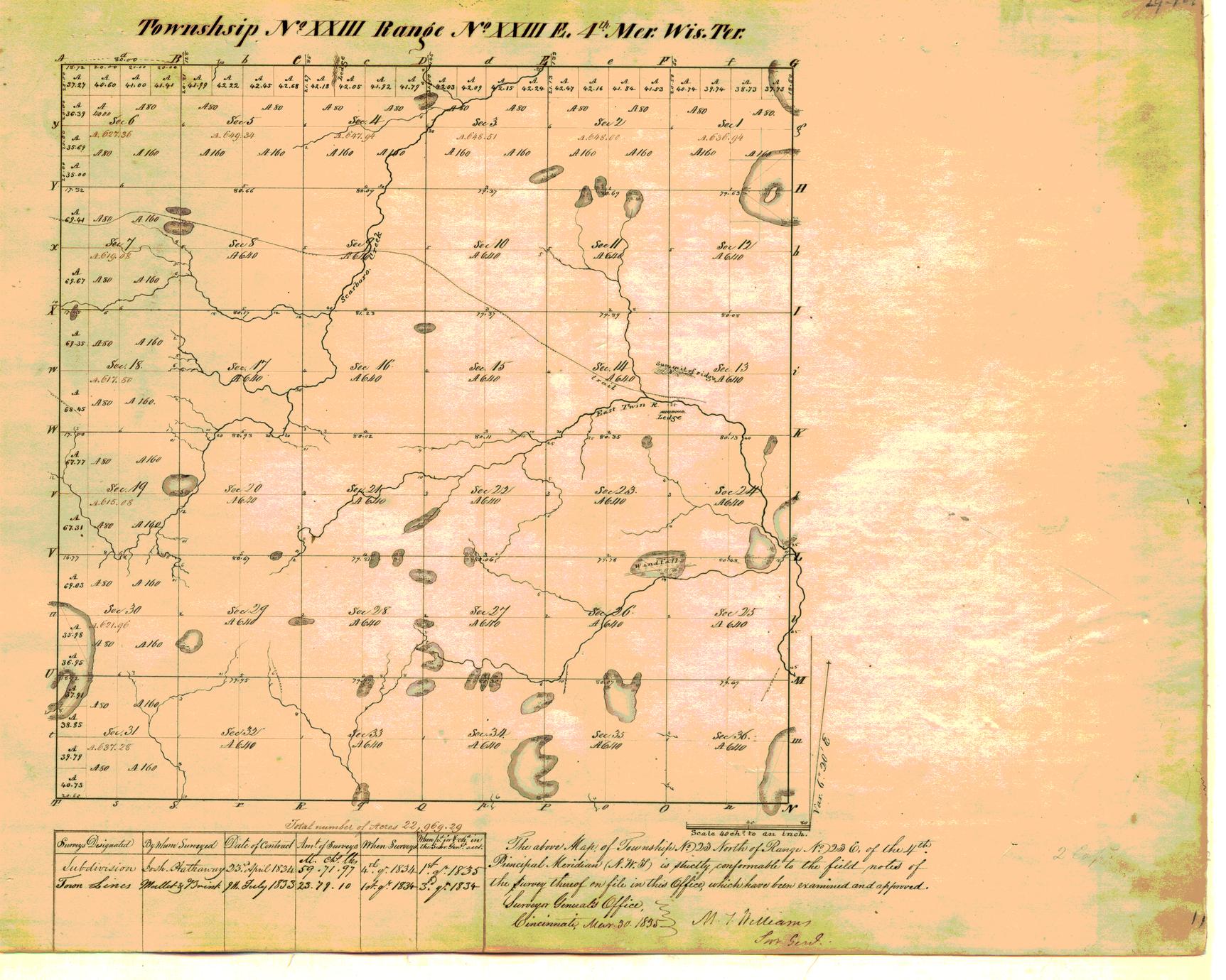 [Public Land Survey System map: Wisconsin Township 23 North, Range 23 East]