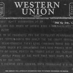 Western Union telegram to Marine Iron & Shipbuilding