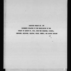 Ratified treaty no. 198, Documents relating to the negotiation of the treaty of August 24, 1835, with the Comanche, Wichita, Cherokee, Muscogee, Choctaw, Osage, Seneca, and Quapaw Indians