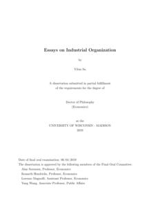 Essays on Industrial Organization