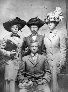 Frederic Leopold with Lilian Johnson, Clara Leopold, and Marie Leopold