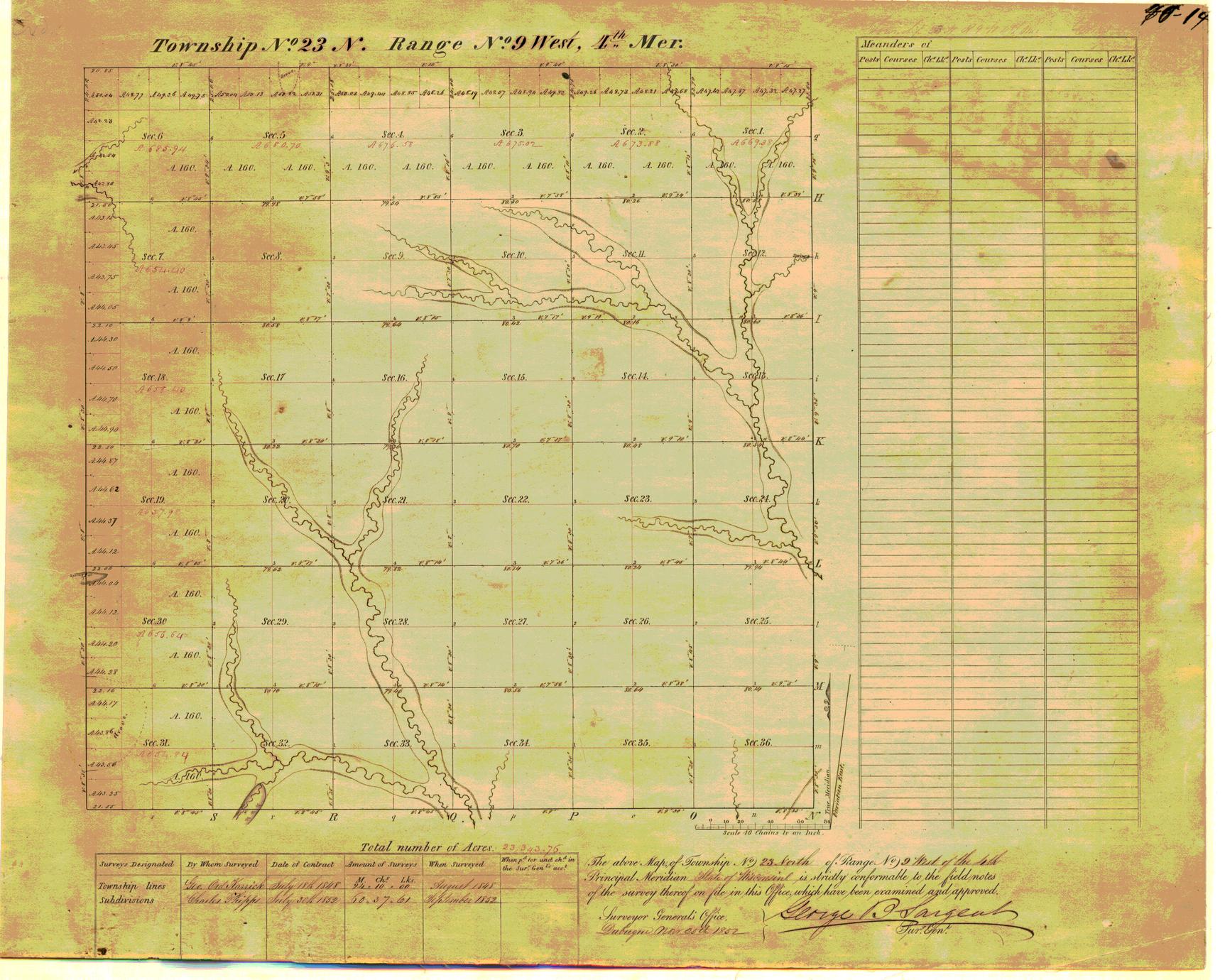 [Public Land Survey System map: Wisconsin Township 23 North, Range 09 West]
