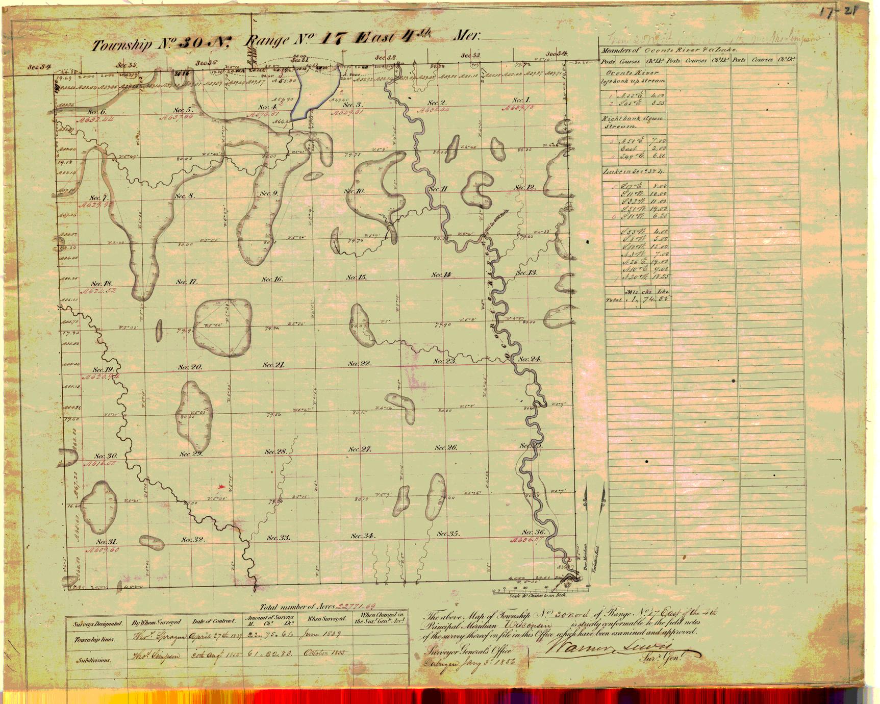 [Public Land Survey System map: Wisconsin Township 30 North, Range 17 East]