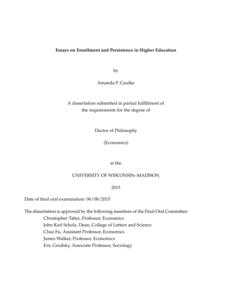 Essays on Enrollment and Persistence in Higher Education