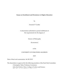 Essays on Enrollment and Persistence in Higher Education