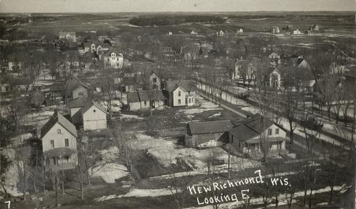 Aerial view of New Richmond, looking east