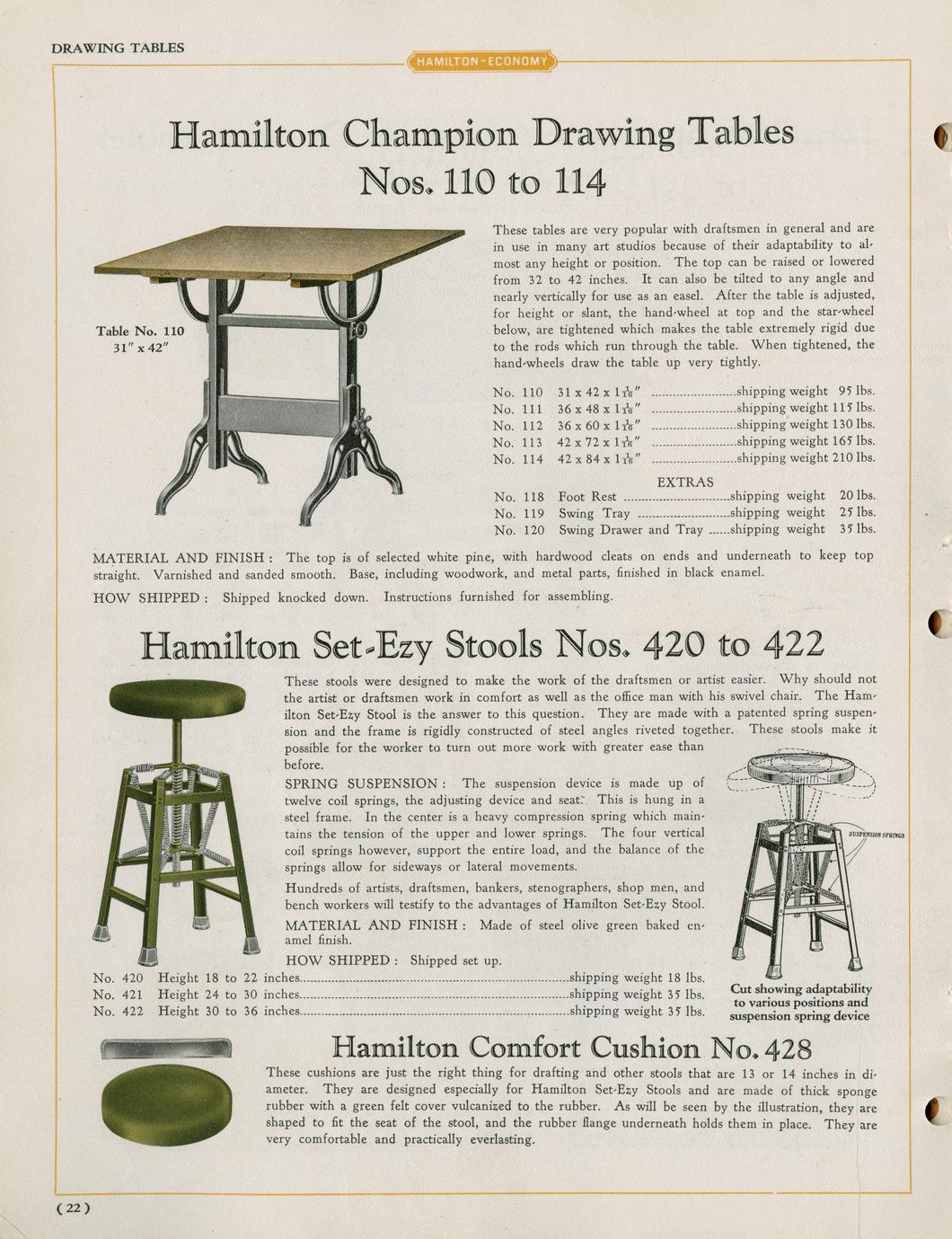 Hamilton drafting room furniture Catalog No. 7 1929 Full view UWDC