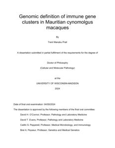 Genomic definition of immune gene clusters in Mauritian cynomolgus macaques.