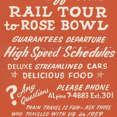 WSA official rail tour to Rose Bowl flyer