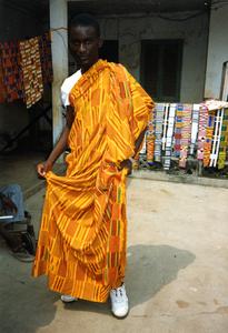 Man wearing kente cloth