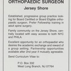 New Jersey Orthopaedic Surgeon advertisement