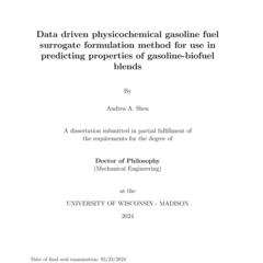 Data driven physicochemical gasoline fuel surrogate formulation method for use in predicting properties of gasoline-biofuel blends
