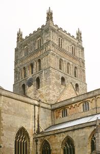 Tewkesbury Abbey tower from the northwest