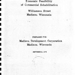 Economic feasibility of commercial rehabilitation : Williamson Street, Madison, Wisconsin