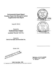 Environmental impact report. [Volume XV], Crandon project soil absorption system supplemental data report : scope ID 99C018