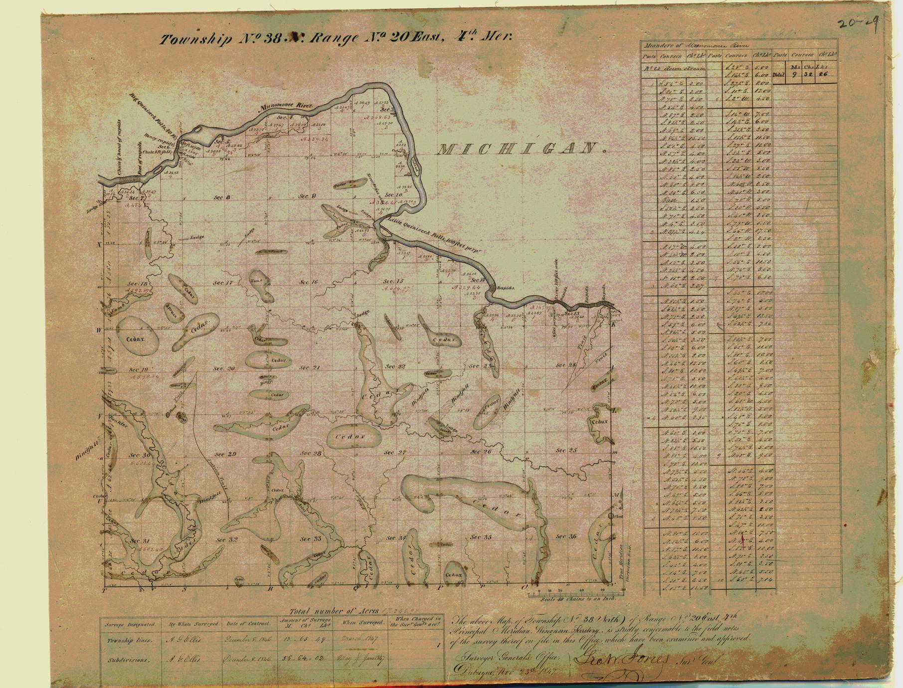 [Public Land Survey System map: Wisconsin Township 38 North, Range 20 East]