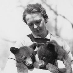 Dorothy Ferguson holding bear cubs