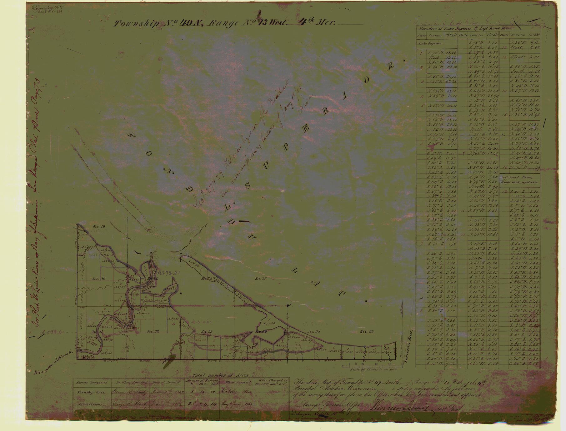 [Public Land Survey System map: Wisconsin Township 49 North, Range 13 West]