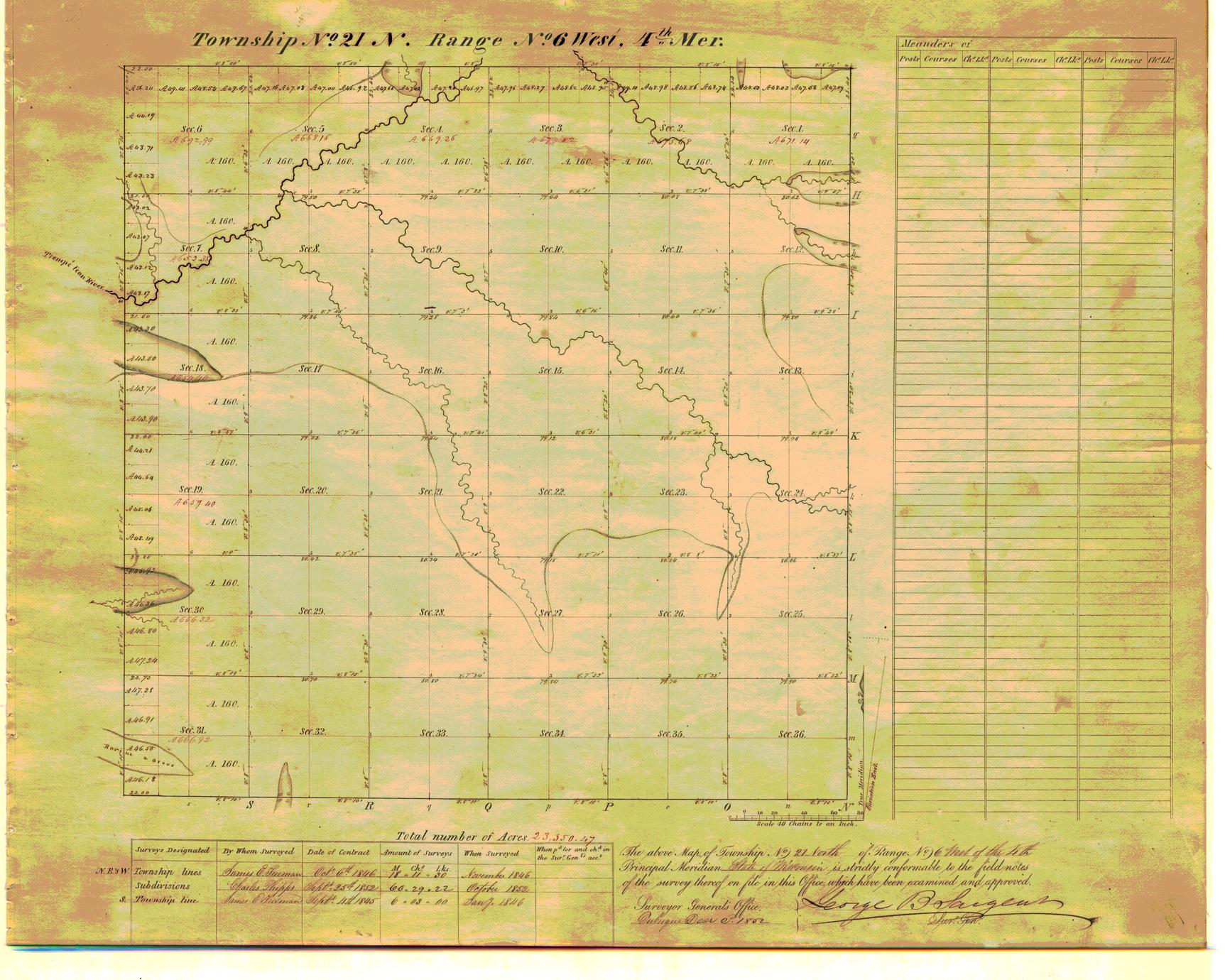 [Public Land Survey System map: Wisconsin Township 21 North, Range 06 West]