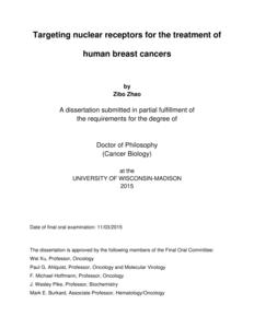 Targeting Nuclear Receptors for the Treatment of Human Breast Cancers