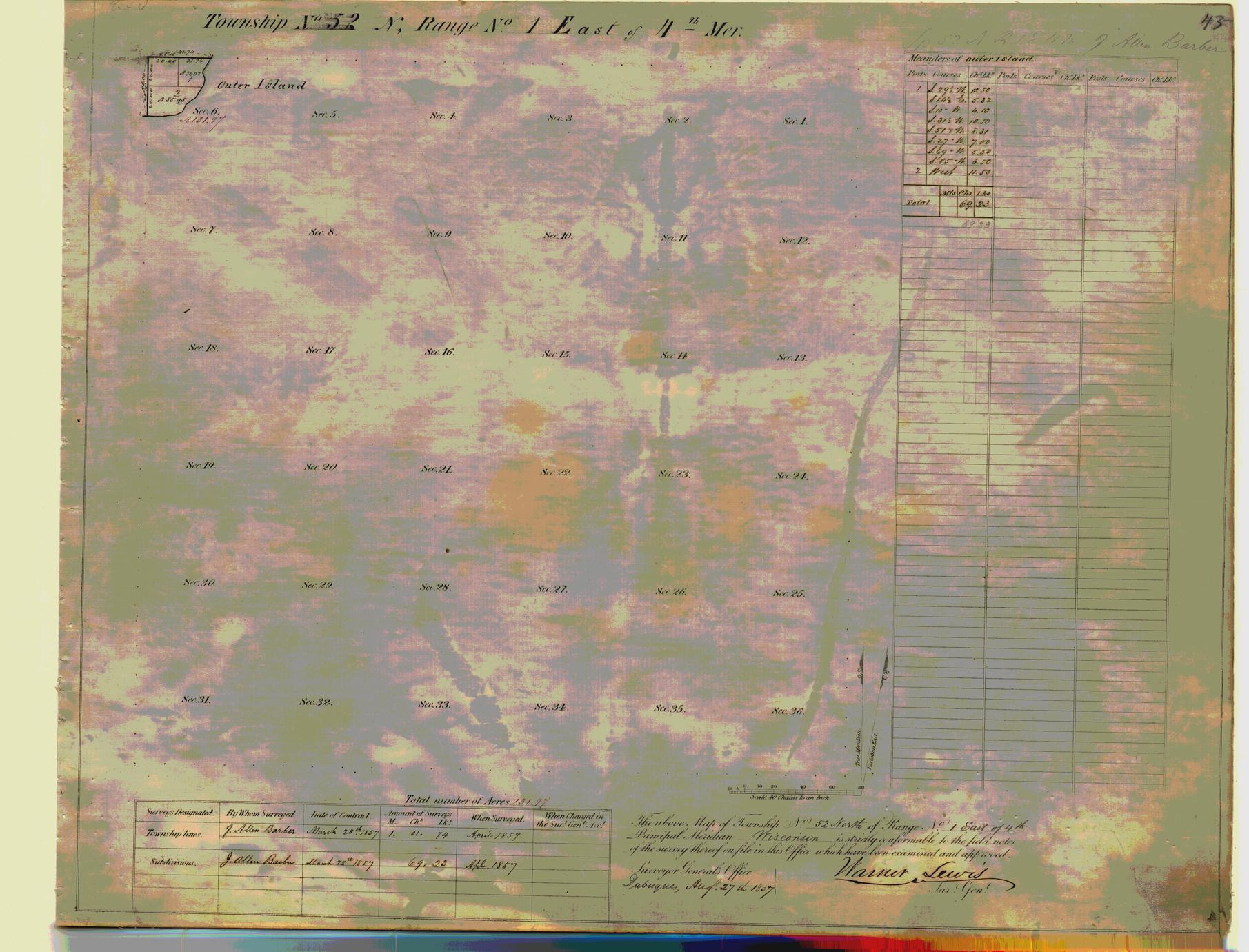 [Public Land Survey System map: Wisconsin Township 52 North, Range 01 East]