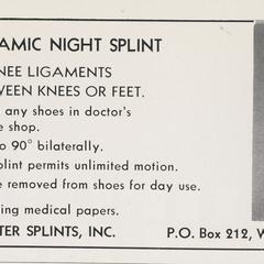Dynamic Night Splint advertisement