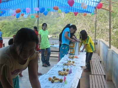 School girls preparing snacks