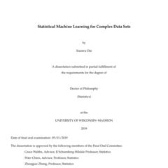 Statistical Machine Learning for Complex Data Sets