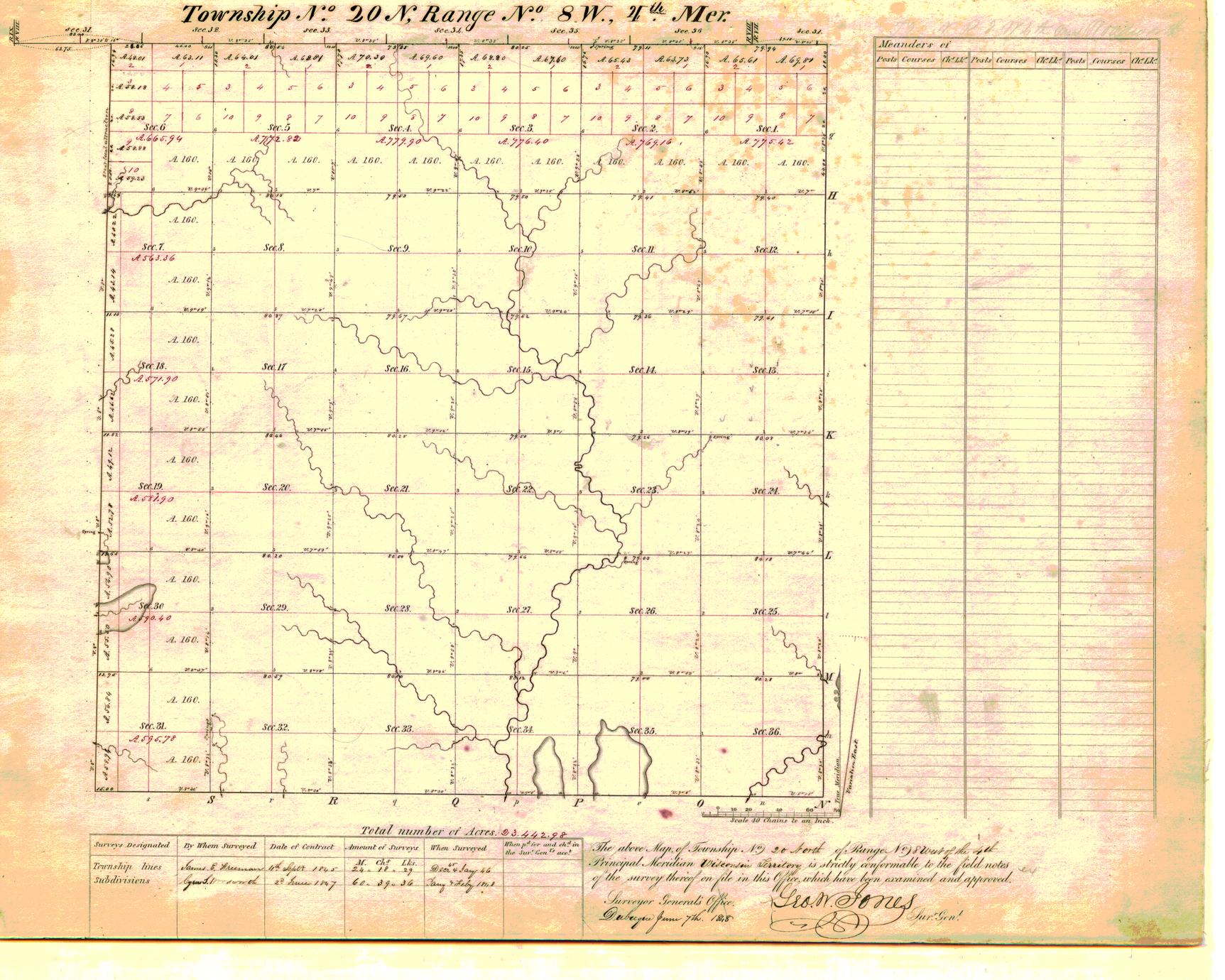 [Public Land Survey System map: Wisconsin Township 20 North, Range 08 West]