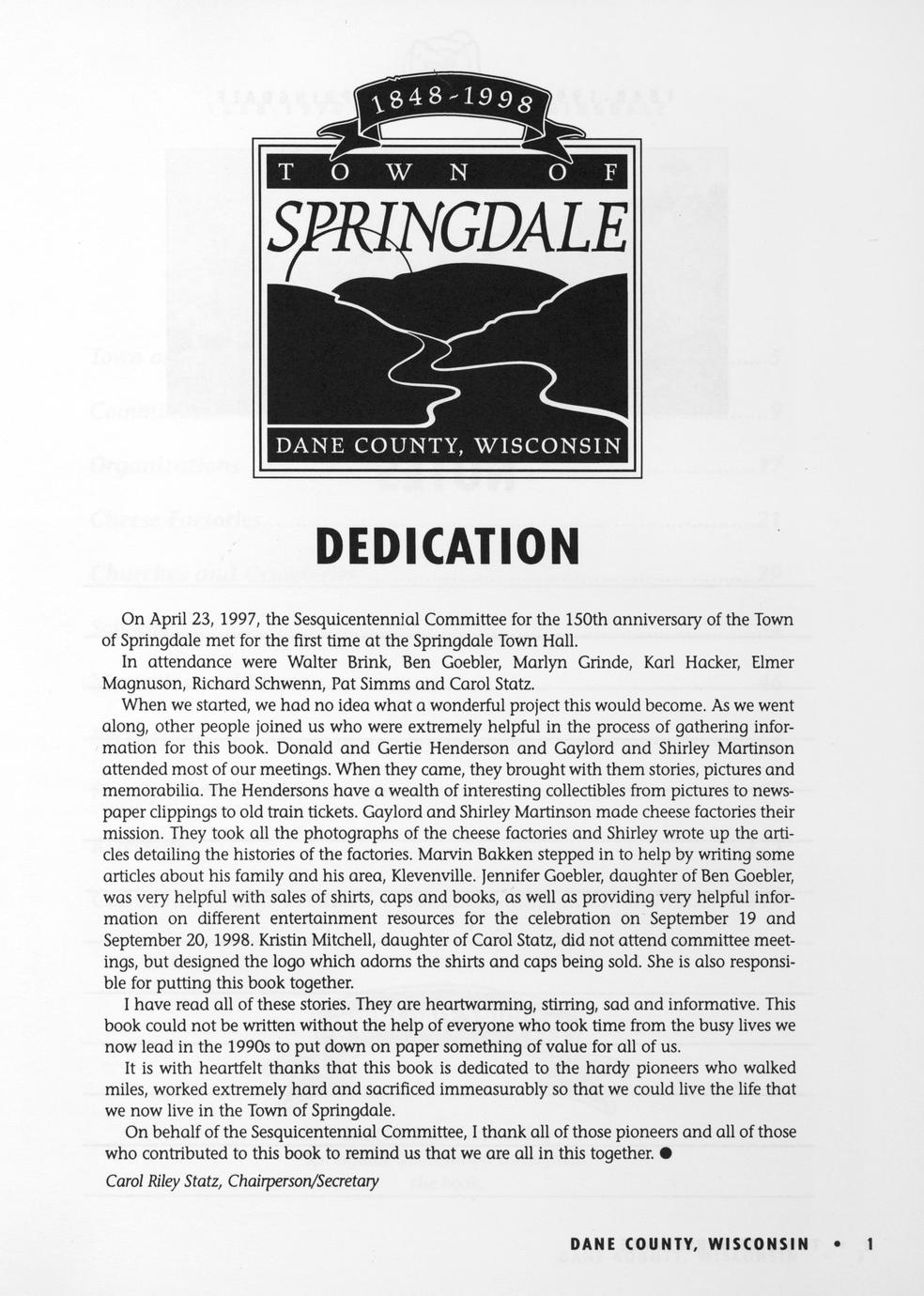 Town of Springdale, Dane County, Wisconsin 18481998 Full view