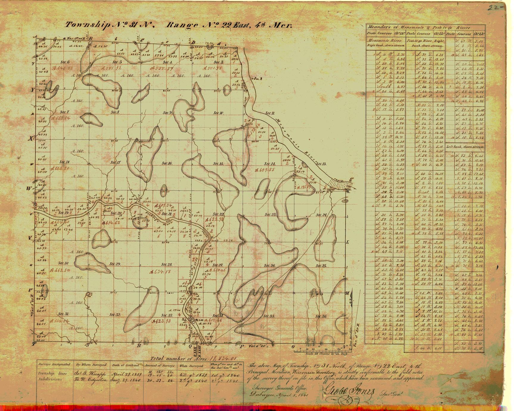 [Public Land Survey System map: Wisconsin Township 31 North, Range 22 East]