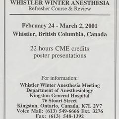 10th Annual Whistler Winter Anesthesia Refresher Course & Review advertisement