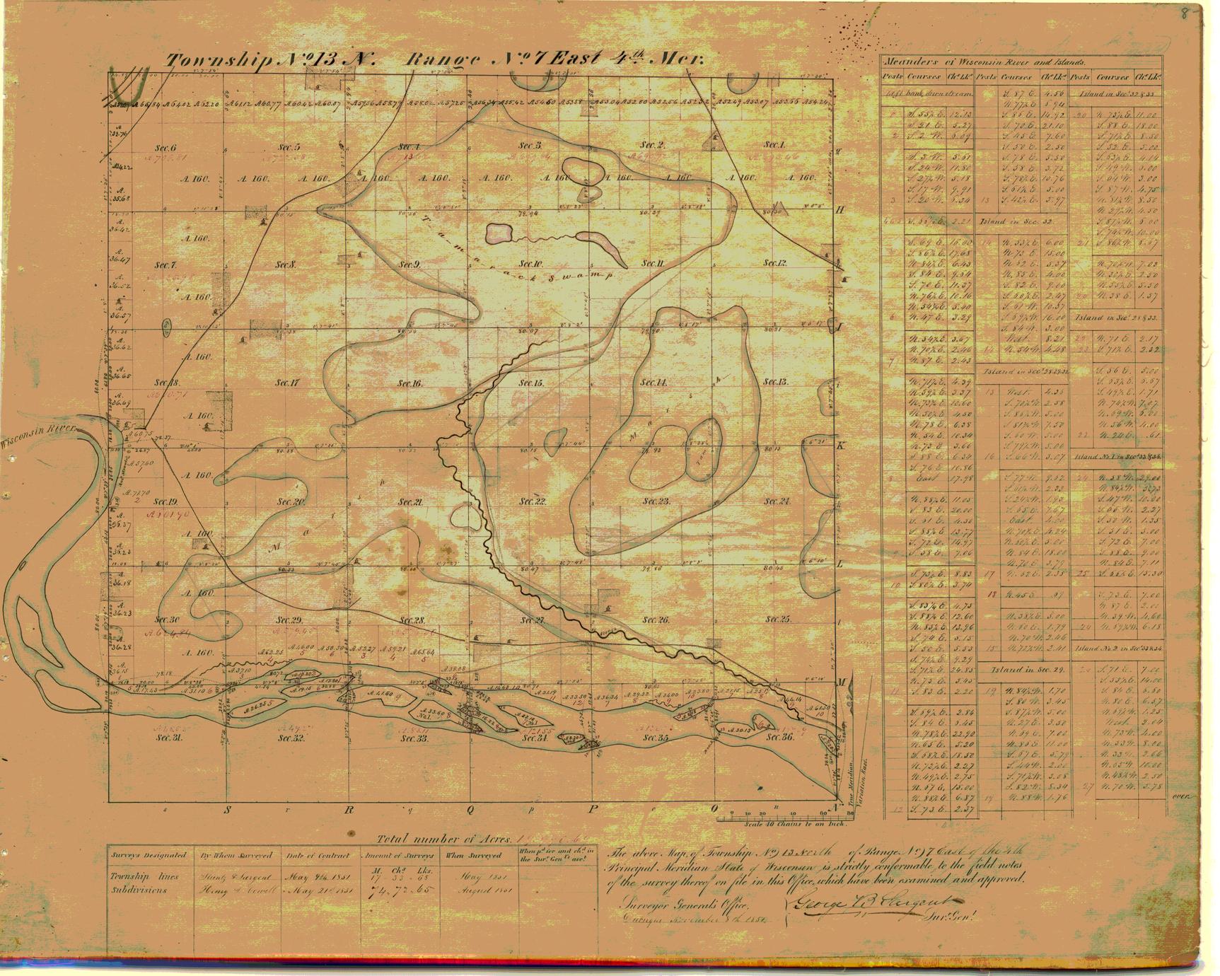 [Public Land Survey System map: Wisconsin Township 13 North, Range 07 East]