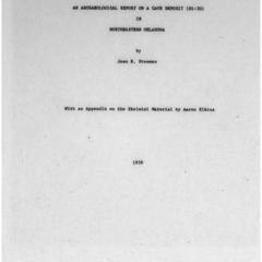 An archaeological report on a cave deposit (D1-30) in Northeastern Oklahoma
