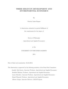 Three essays in development and environmental economics