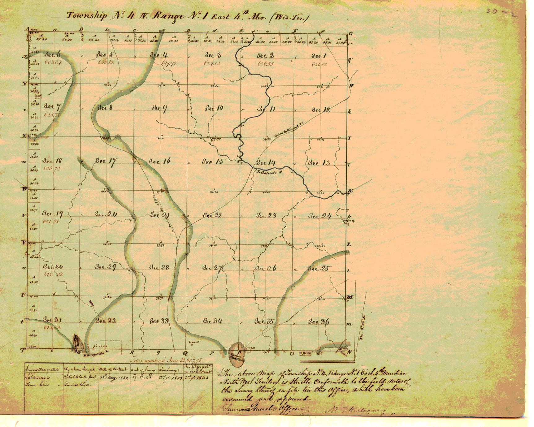 [Public Land Survey System map: Wisconsin Township 04 North, Range 01 East]