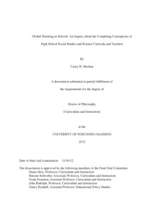 Global Warming in Schools: An Inquiry about the Competing Conceptions of High School Social Studies and Science Curricula and Teachers