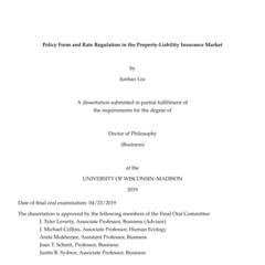 Policy Form and Rate Regulation in the Property-Liability Insurance Market